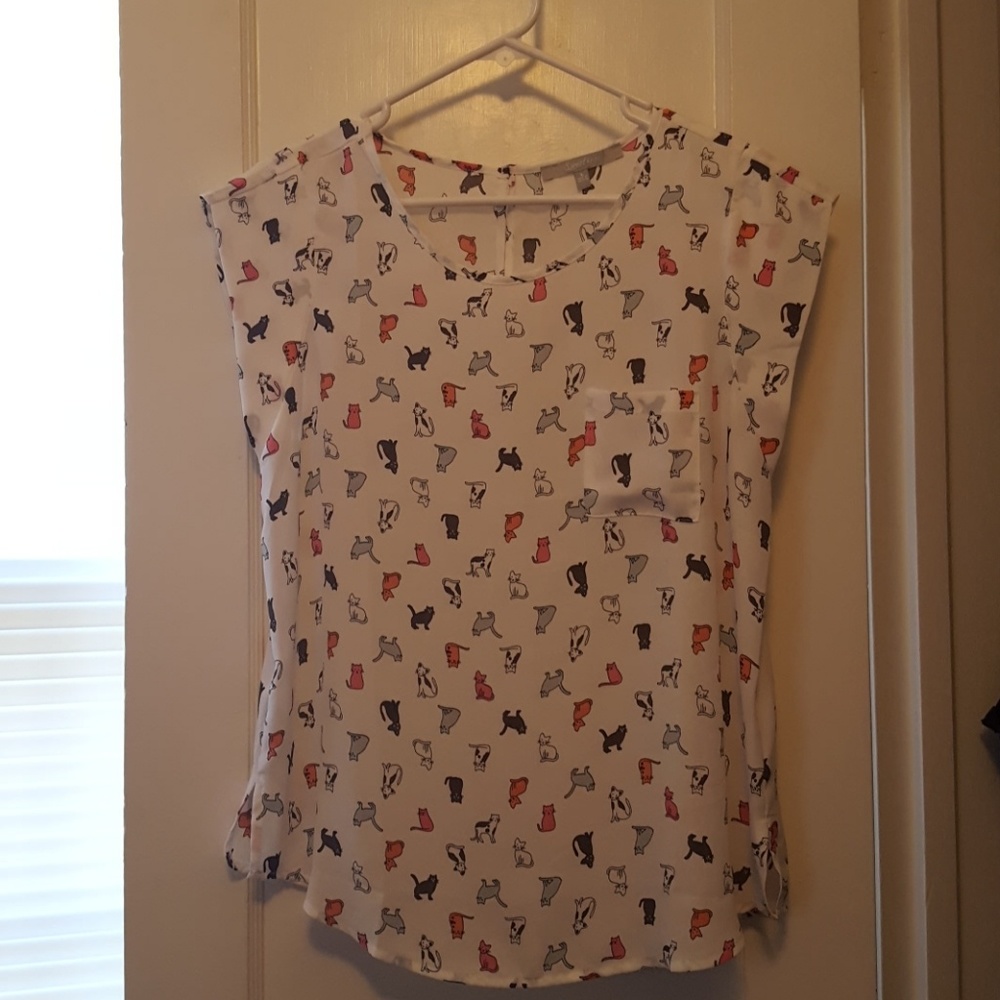 Large Short Sleeve Cat Pattern Shirt